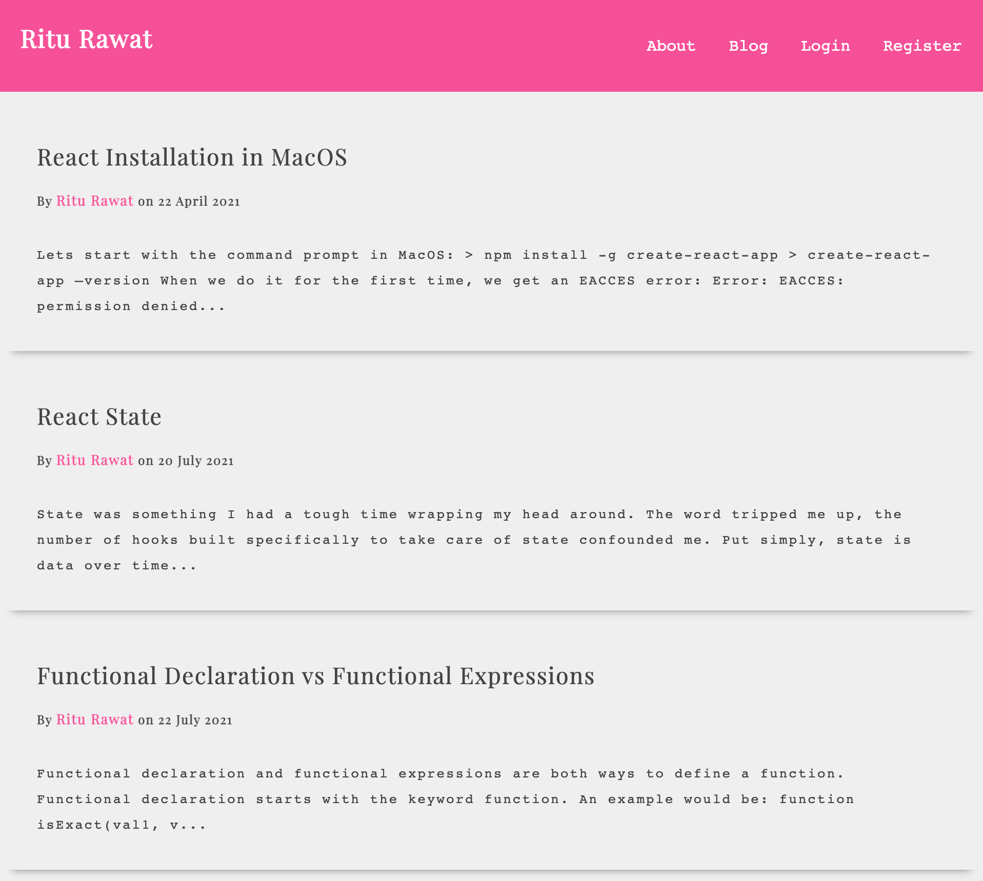 react blog project